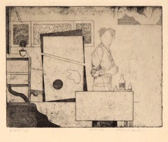 "State 2B", Artist in the Studio Figural Etching, 1974