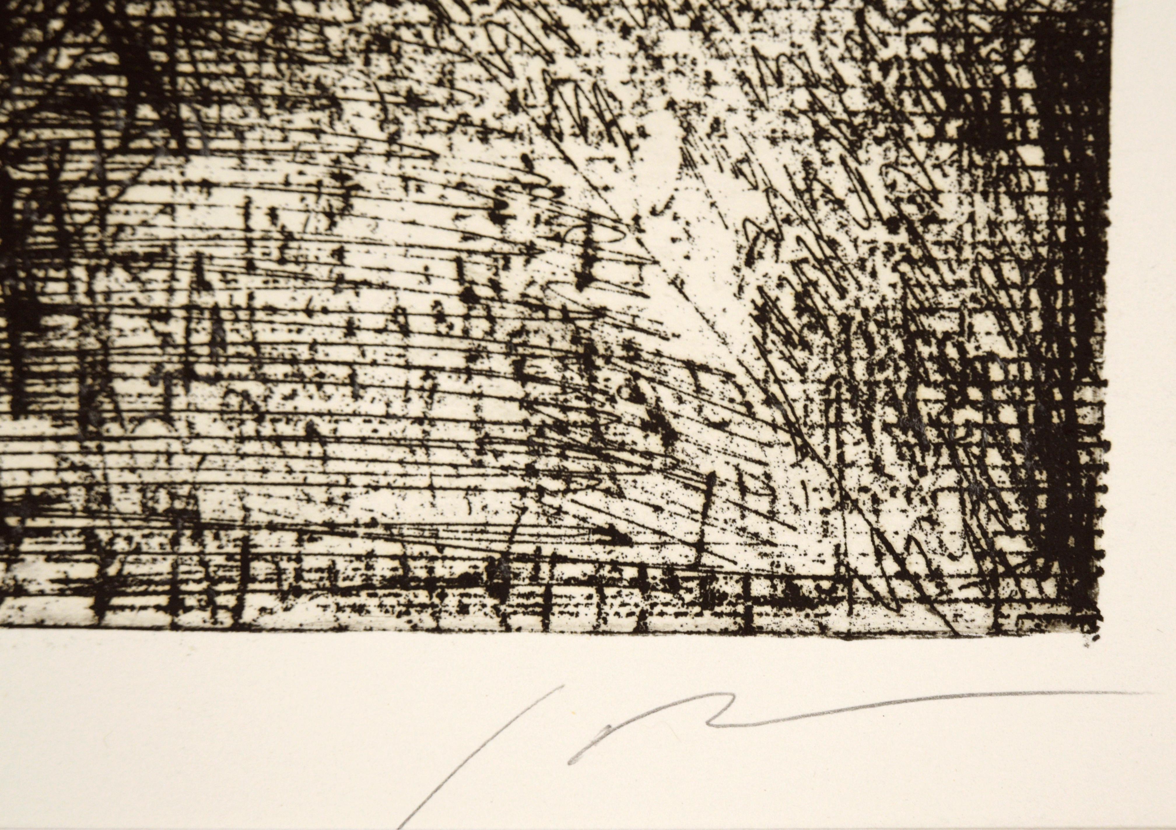 The Monolith - Abstract Etching with Applied Paper - Contemporary Print by Michael Pauker 