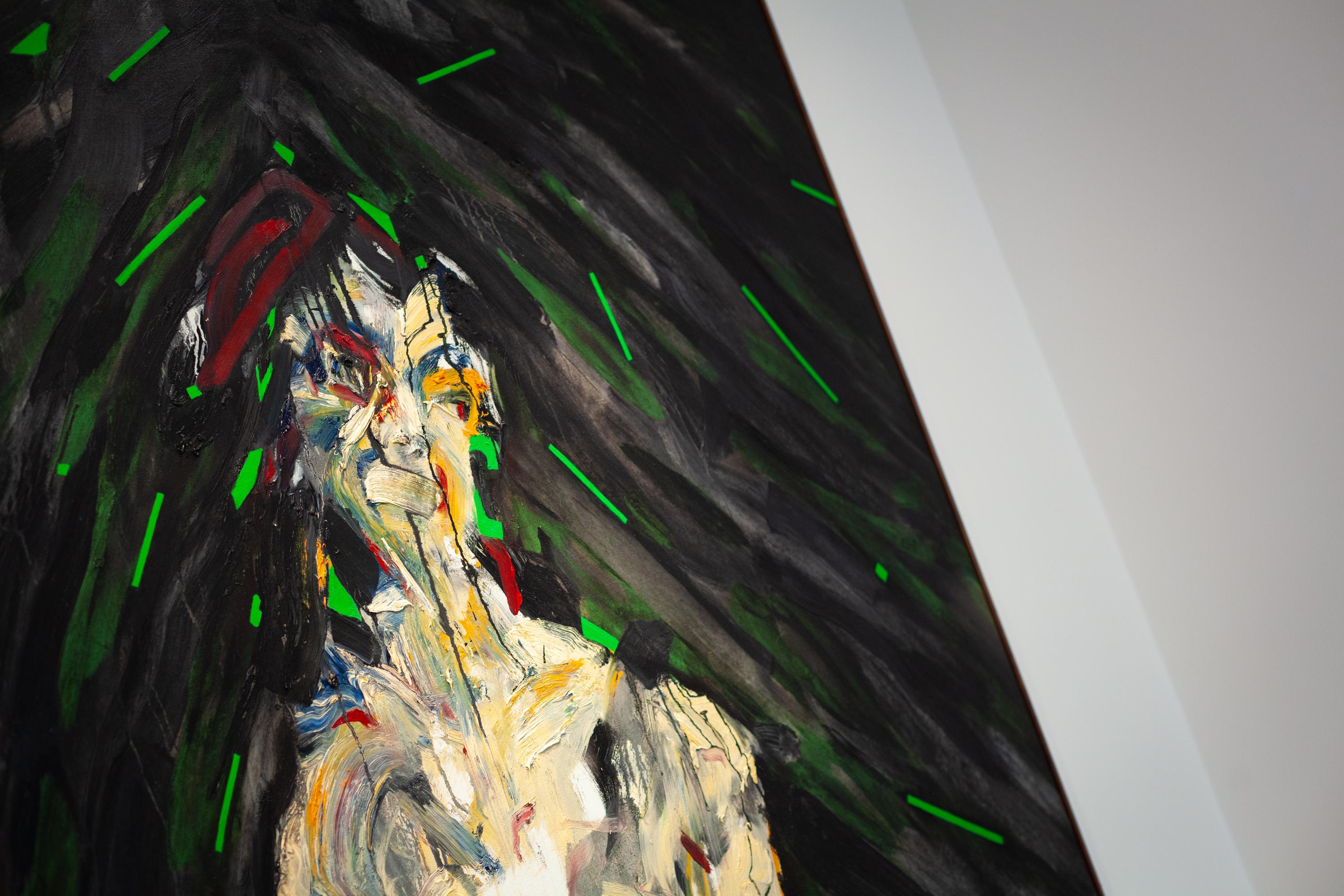 ATMOSFERA UMANA 2- opera d'arte contemporanea, olio su tela - Figurative Painting Nero di Michael Pemberton