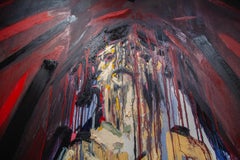 Breathtaking large scale dark alluring abstract figurative painting