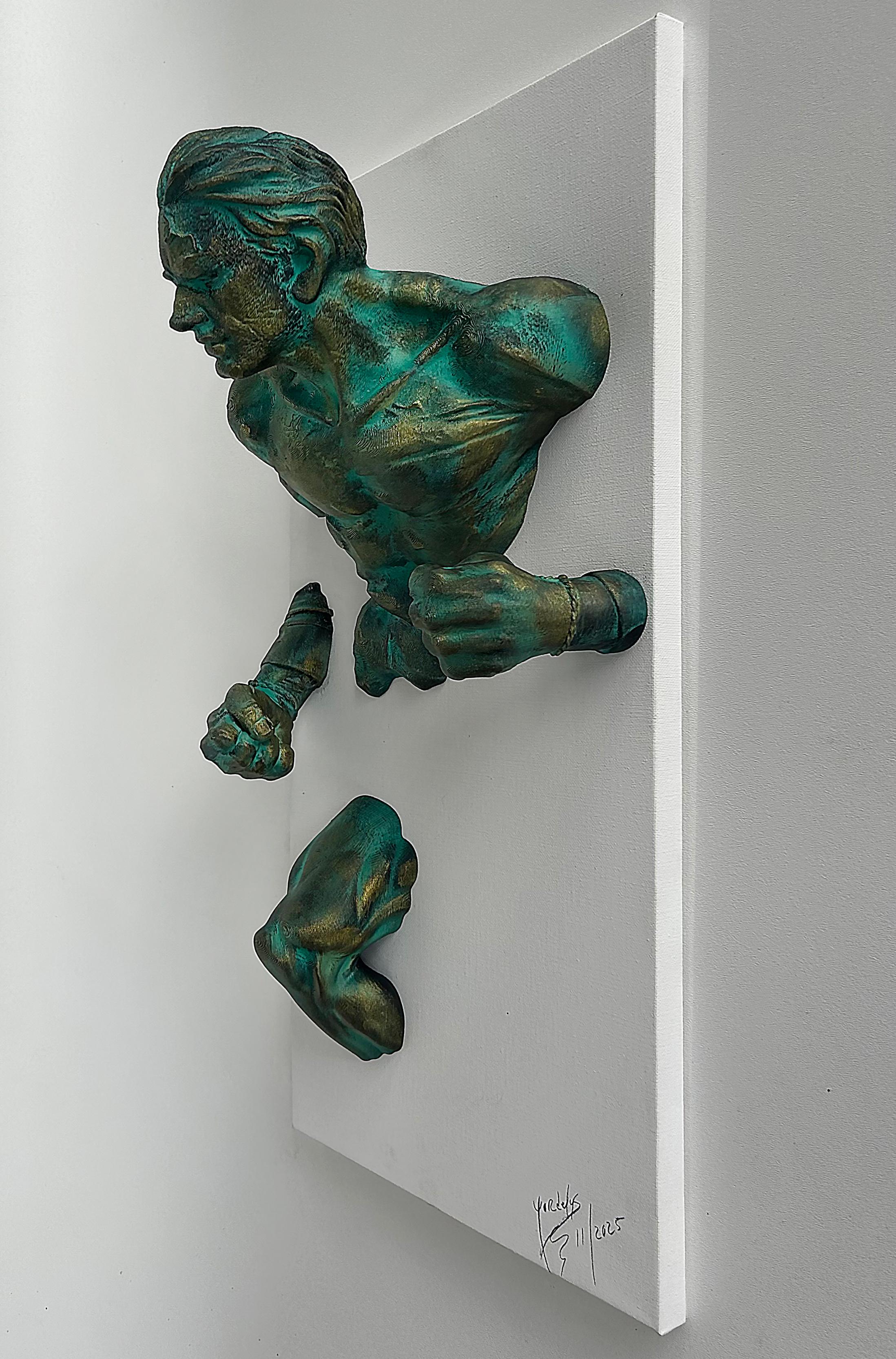 Américain Michael Perez Figurative Dimentionial Wall Sculpture in Resin on Canvas, 2025 en vente