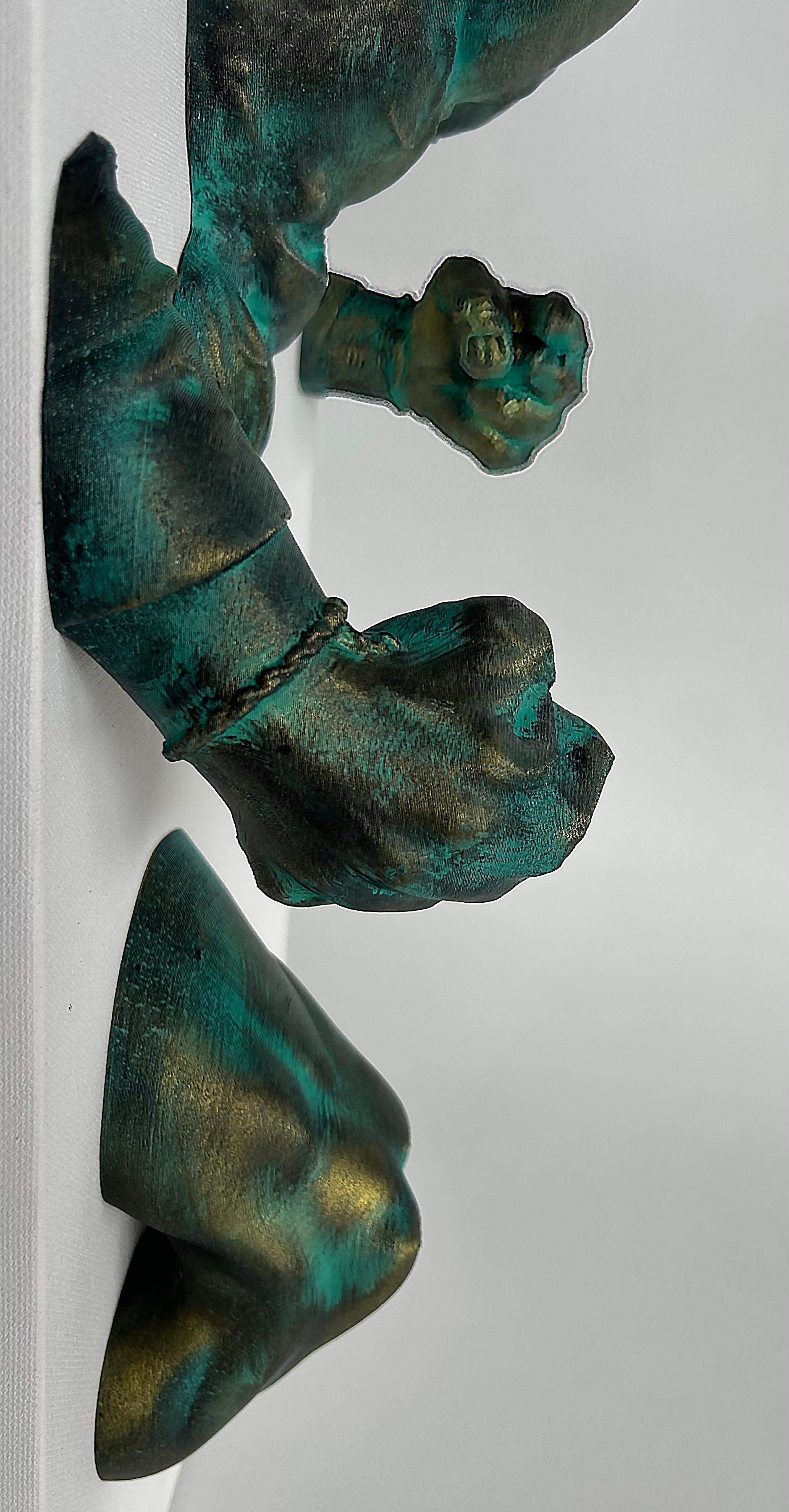 XXIe siècle et contemporain Michael Perez Figurative Dimentionial Wall Sculpture in Resin on Canvas, 2025 en vente