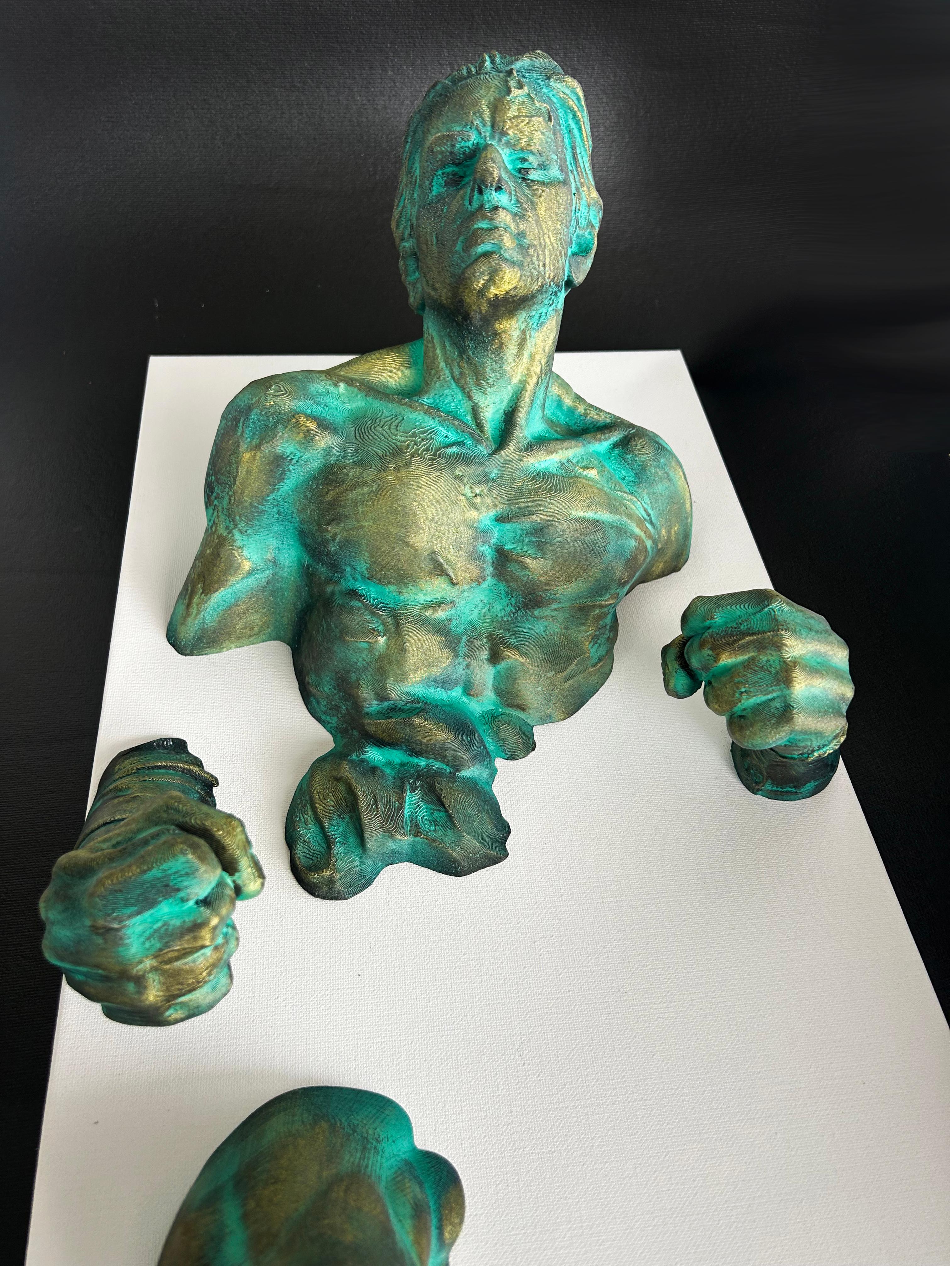 Michael Perez Figurative Dimentionial Wall Sculpture in Resin on Canvas, 2025 en vente 1