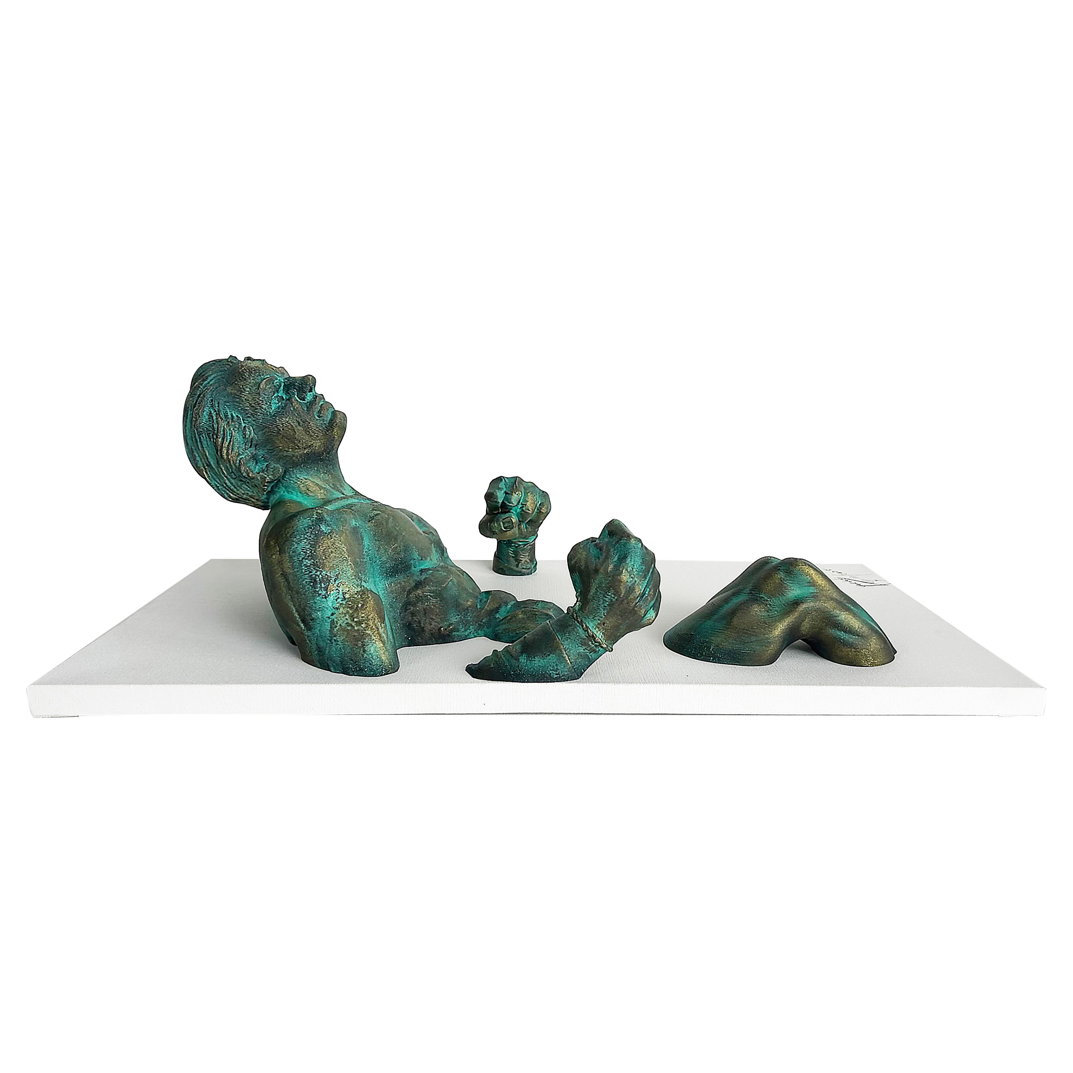 Michael Perez Figurative Dimentionial Wall Sculpture in Resin on Canvas, 2025