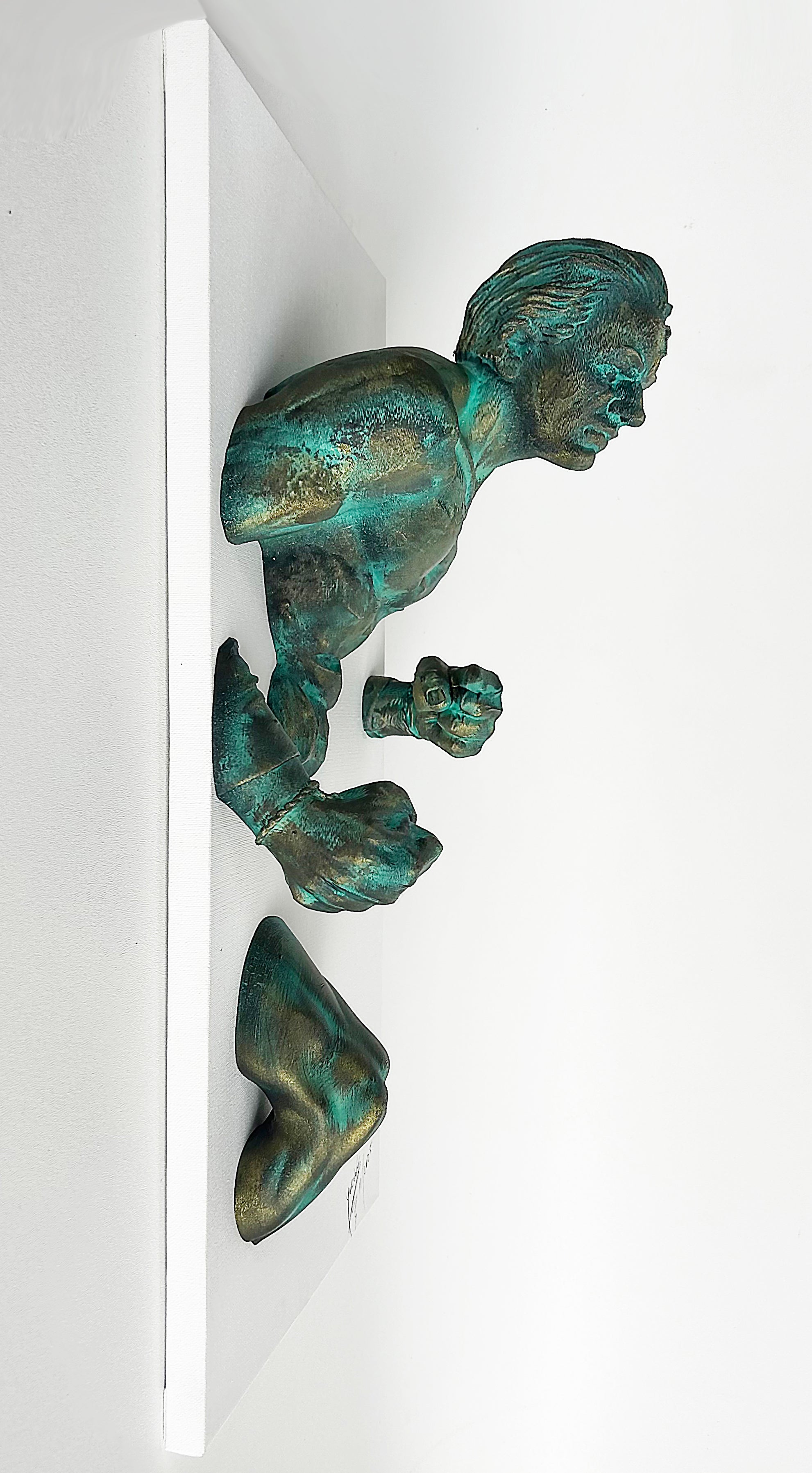 Michael Perez Figurative Dimentionial Wall Sculpture in Resin on Canvas, 2025