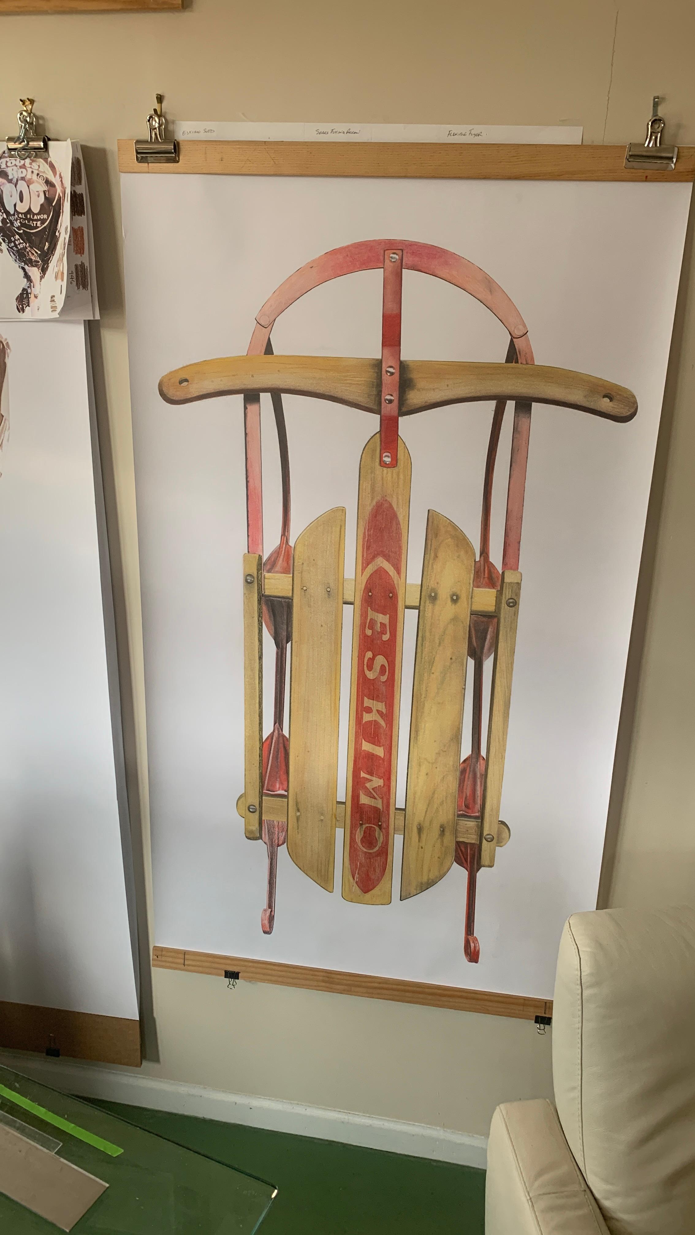1950s Eskimo Sled - Painting by Michael Pitzer