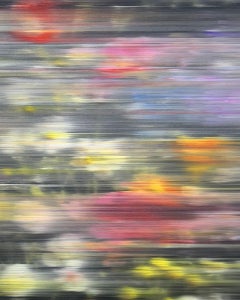 "Enjoy Yourself, After Richter 2" flowers, botanical, colorful, black, abstract