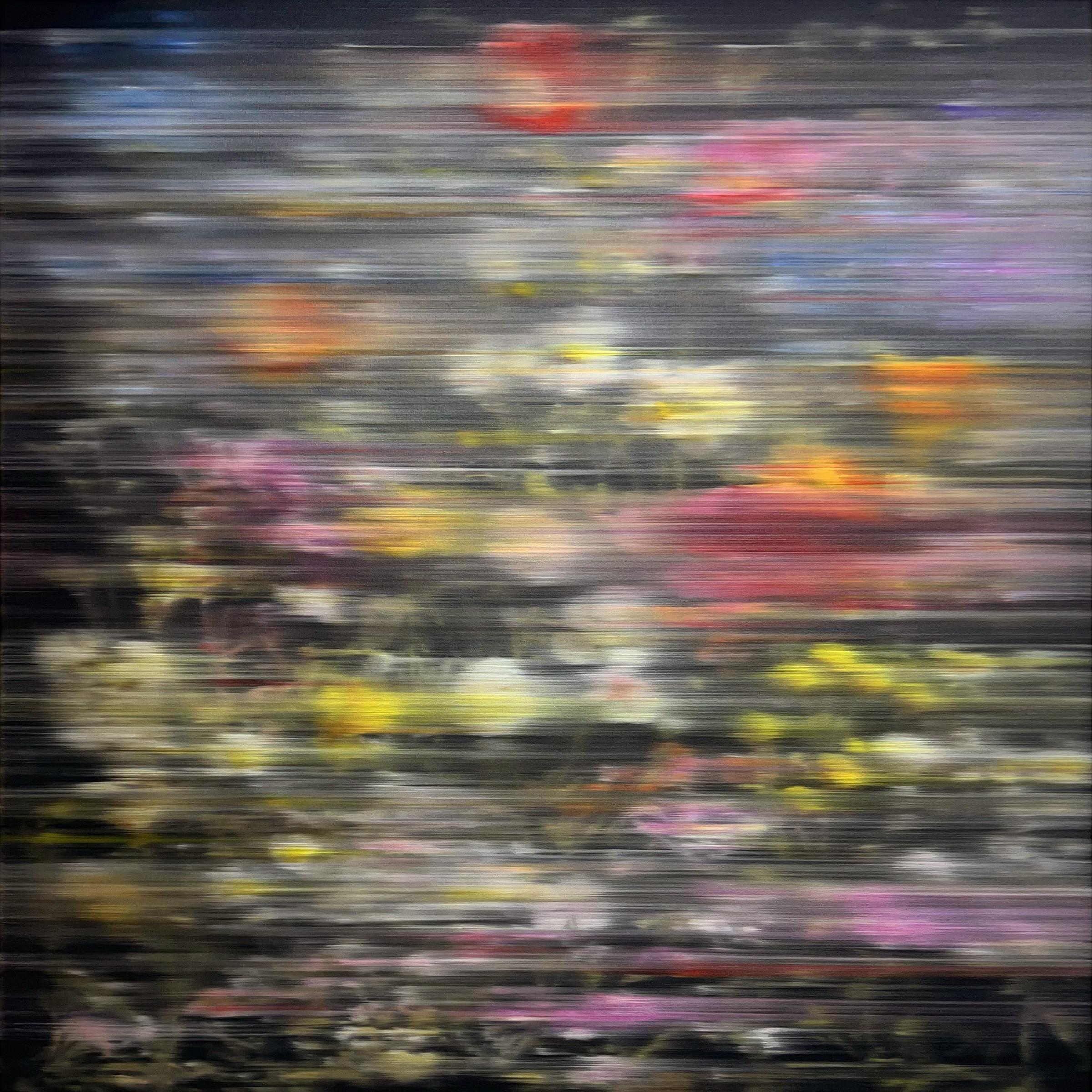 "Enjoy Yourself, After Richter 2" flowers, botanical, colorful, black, abstract