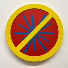 « No Assholes ( Blue on Red) » (Blanc sur rouge) - art conceptuel - sculpture murale - Lawrence Weiner