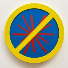 "No Assholes (Red on Blue)" conceptual art, wall sculpture - Lawrence Weiner