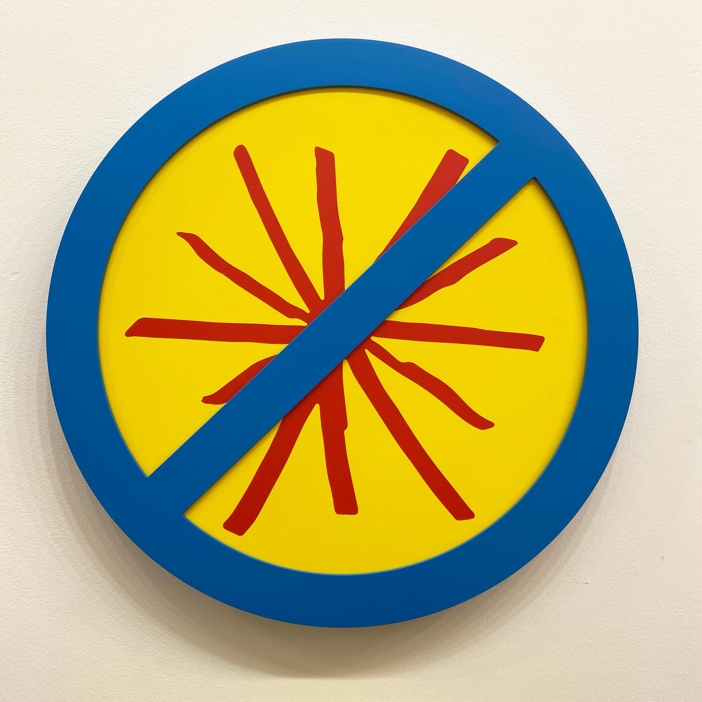 Michael Porten Portrait Painting - "No Assholes (Red on Yellow)" conceptual art, wall sculpture - Lawrence Weiner