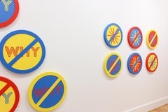 "No Assholes (Yellow on Red)" conceptual art, wall sculpture - Lawrence Weiner