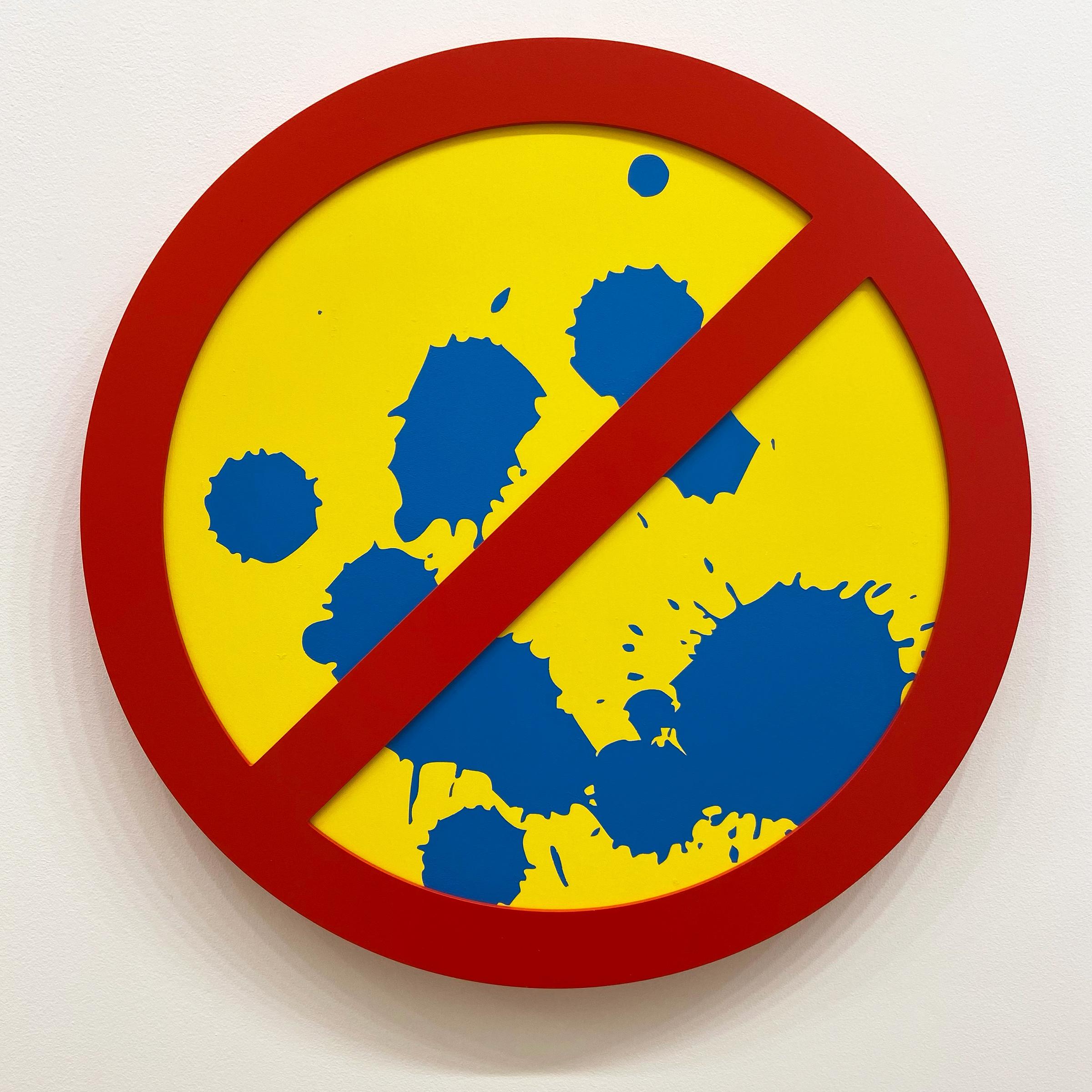 Michael Porten Portrait Painting - "No Porten (Blue on Yellow)" - conceptual art, wall sculpture - Lawrence Weiner