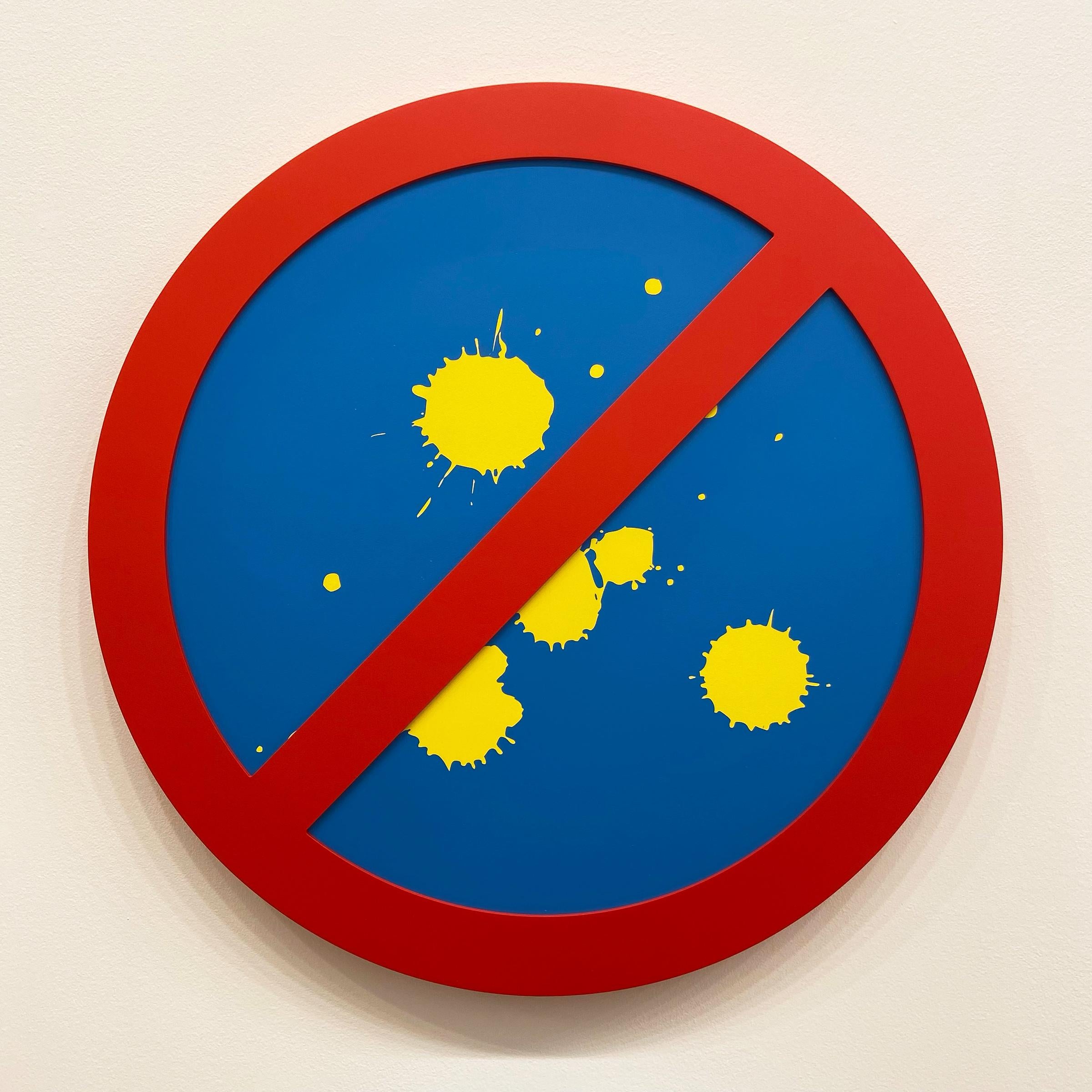 Michael Porten Portrait Painting - "No Porten (Yellow on Blue)" - conceptual art, wall sculpture - Lawrence Weiner