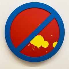 "No Porten (Yellow on Blue)" - conceptual art, wall sculpture - Lawrence Weiner