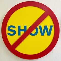 ""No Show (Blau auf Gelb)" - konzeptionelle Kunst, Wandskulptur - Lawrence Weiner