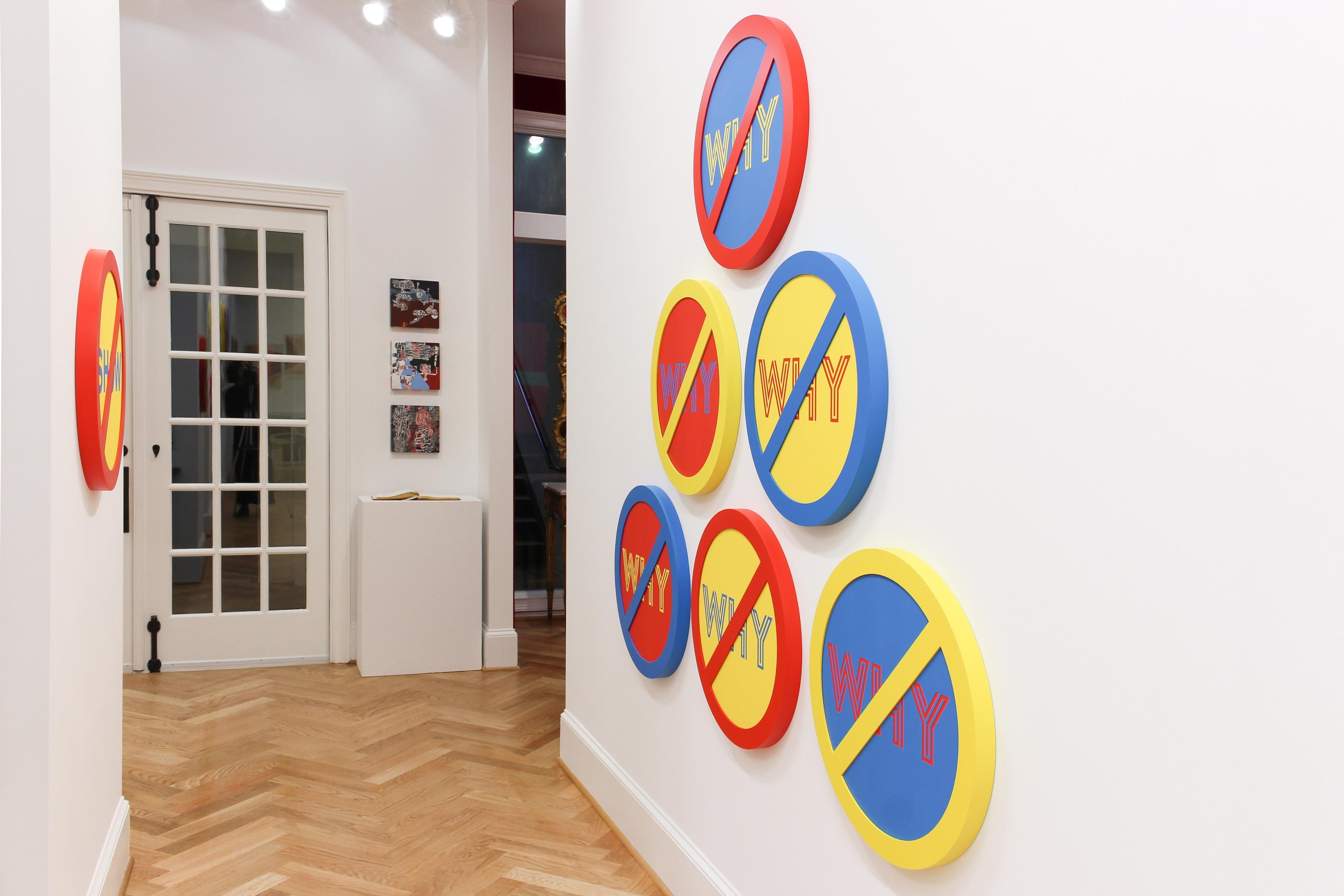 « No Why (Yellow on Red) » - art conceptuel, pop contemporain - Lawrence Weiner - Contemporain Painting par Michael Porten