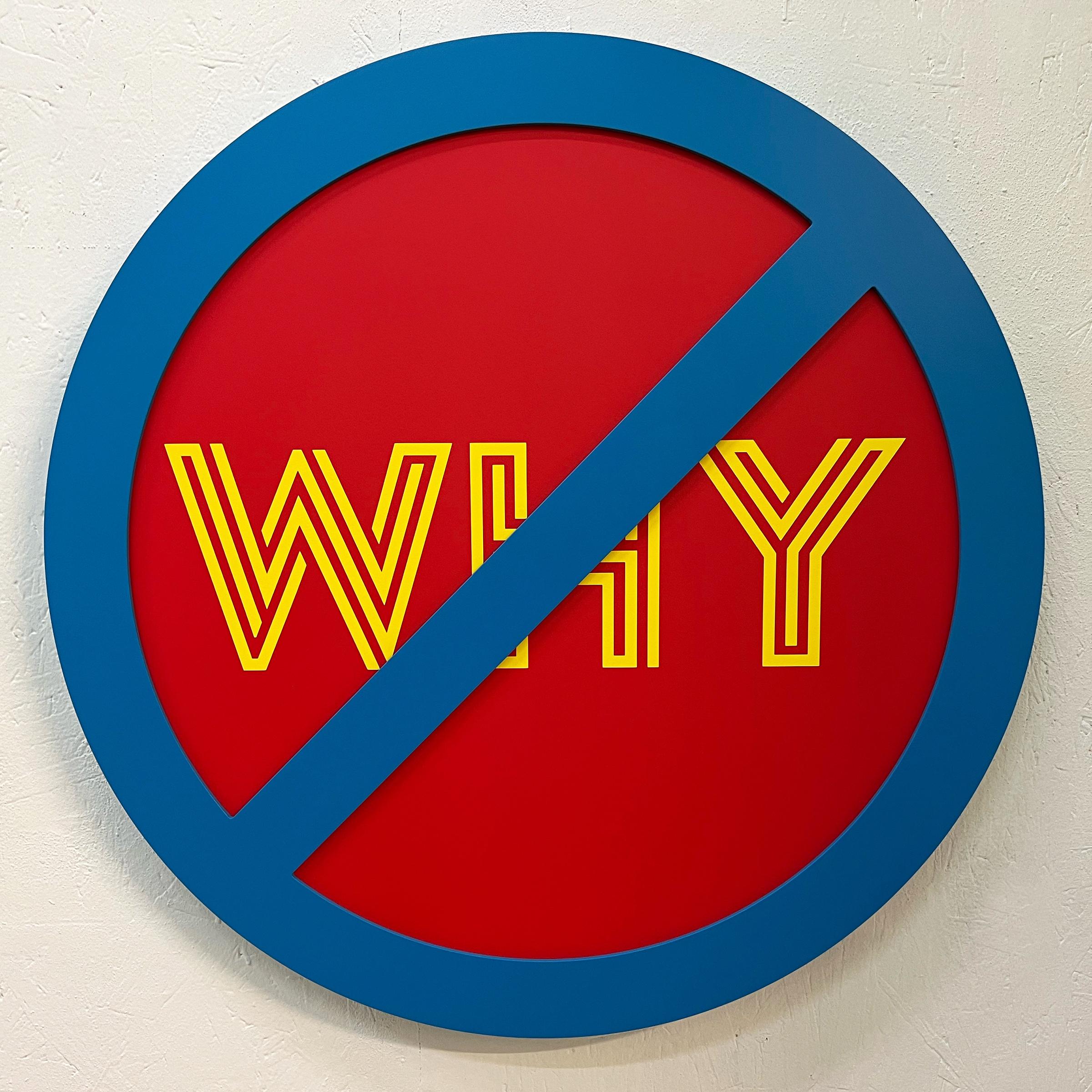 Portrait Painting Michael Porten - « No Why (Yellow on Red) » - art conceptuel, pop contemporain - Lawrence Weiner