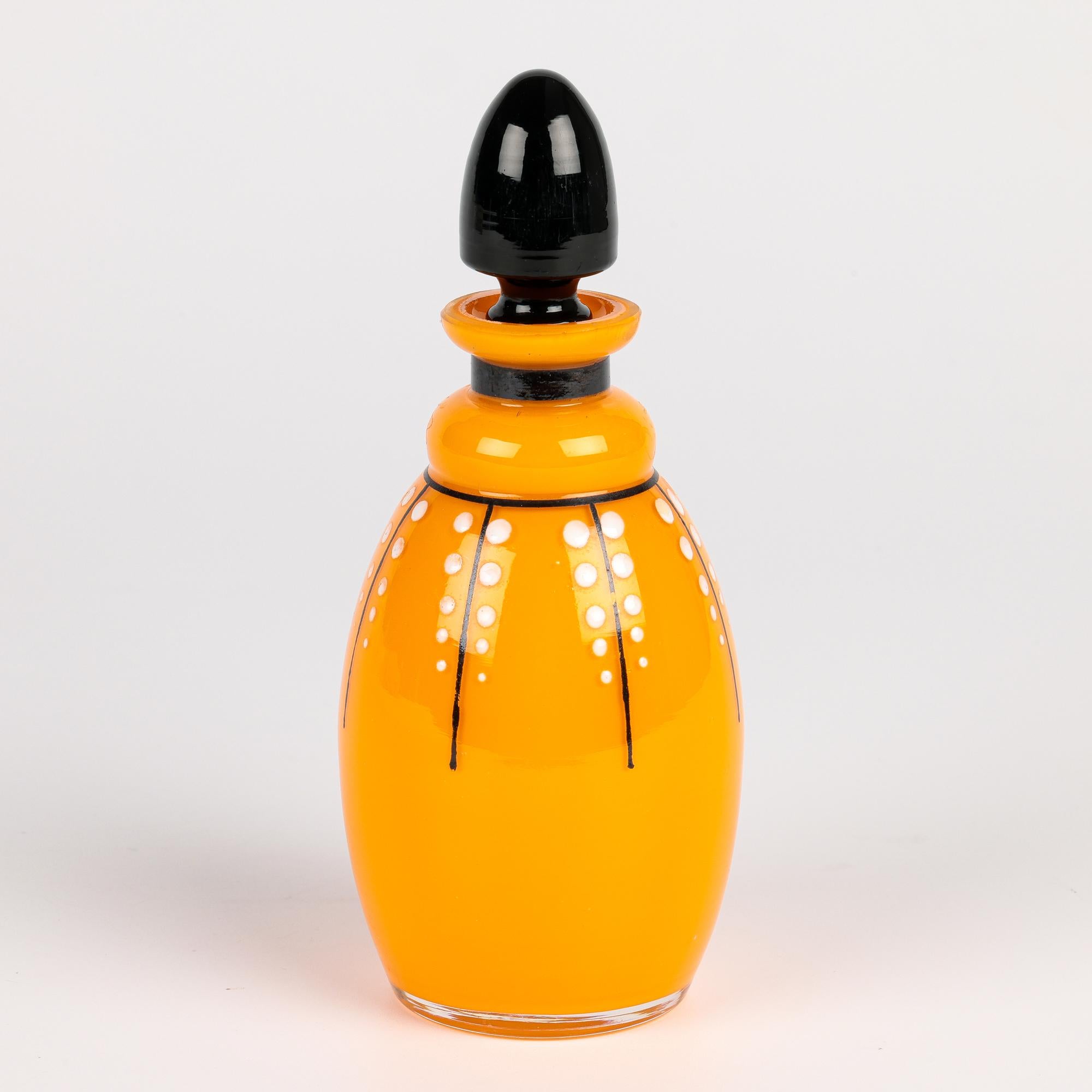 Early 20th Century Michael Powolny Art Deco Tango Art Glass Scent Bottle