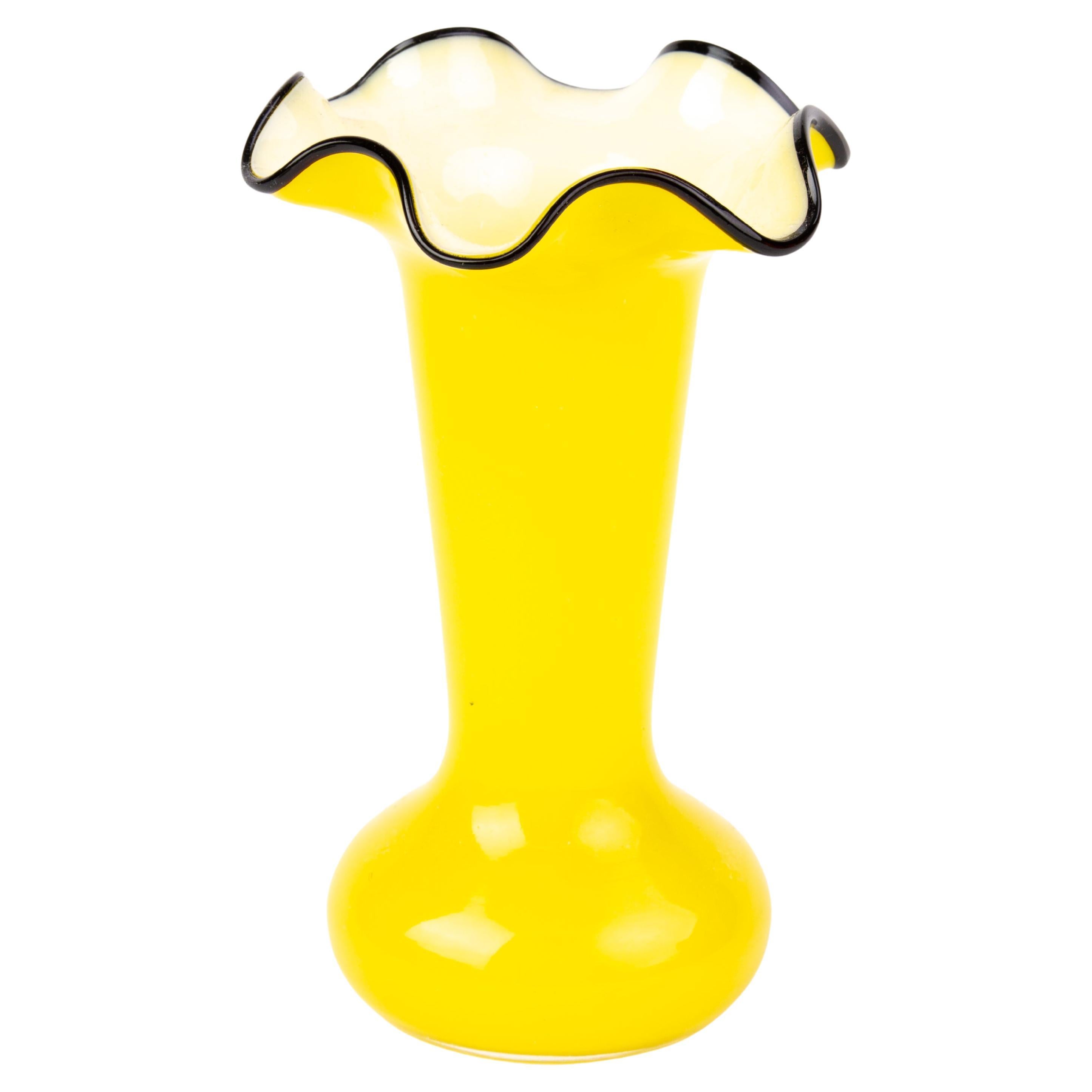 Michael Powolny Loetz Yellow Opaline Glass Art Deco Vase For Sale
