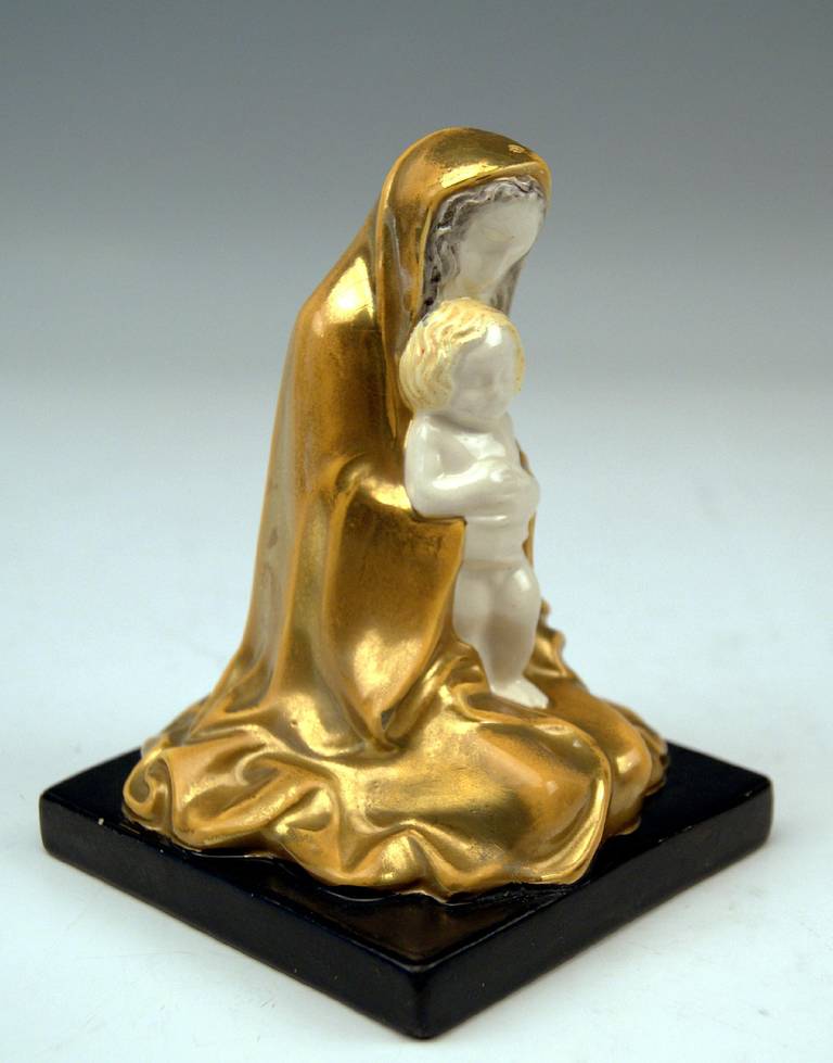 Michael Powolny Vienna Virgin Mary Christ Child Wiener Keramik WK Model 96, 1908 (Art nouveau)