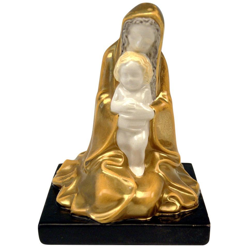 Michael Powolny Vienna Virgin Mary Christ Child Wiener Keramik WK Model 96, 1908