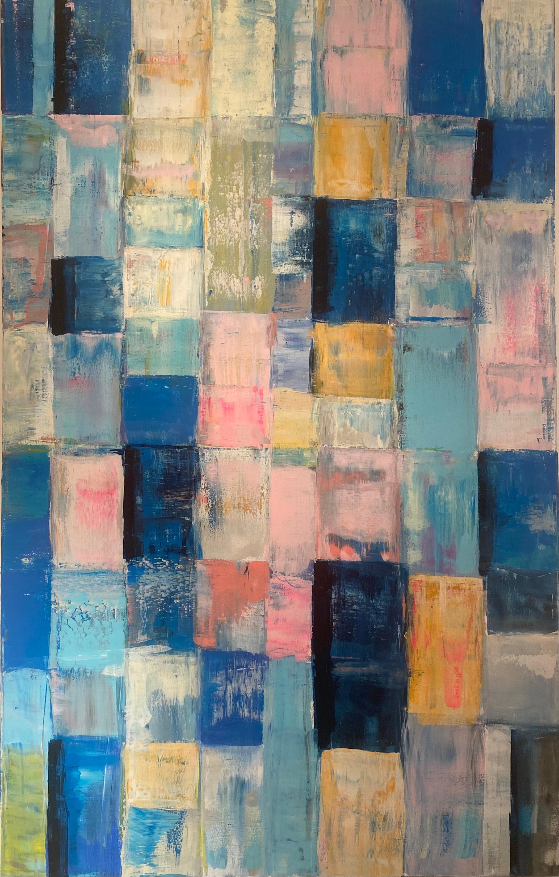 Michael Pröpper Figurative Painting - Abstract Nr. 4 - contemporary abstract luminescent squares of colors decending
