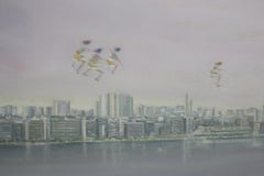 Alexandria – zeitgenössische, figurative Bucht und Stadtansicht von Alexandria mit Meer