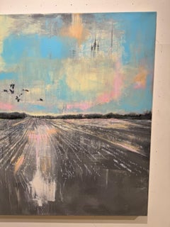 Birdscape I - abstract contemporary art work multilayered assemblage with birds