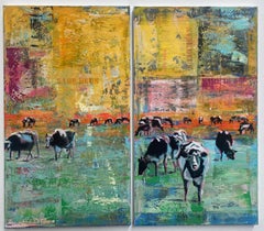 Cows Nr. 2 - Dyptich, contemporary art, cows figurative with street art elements
