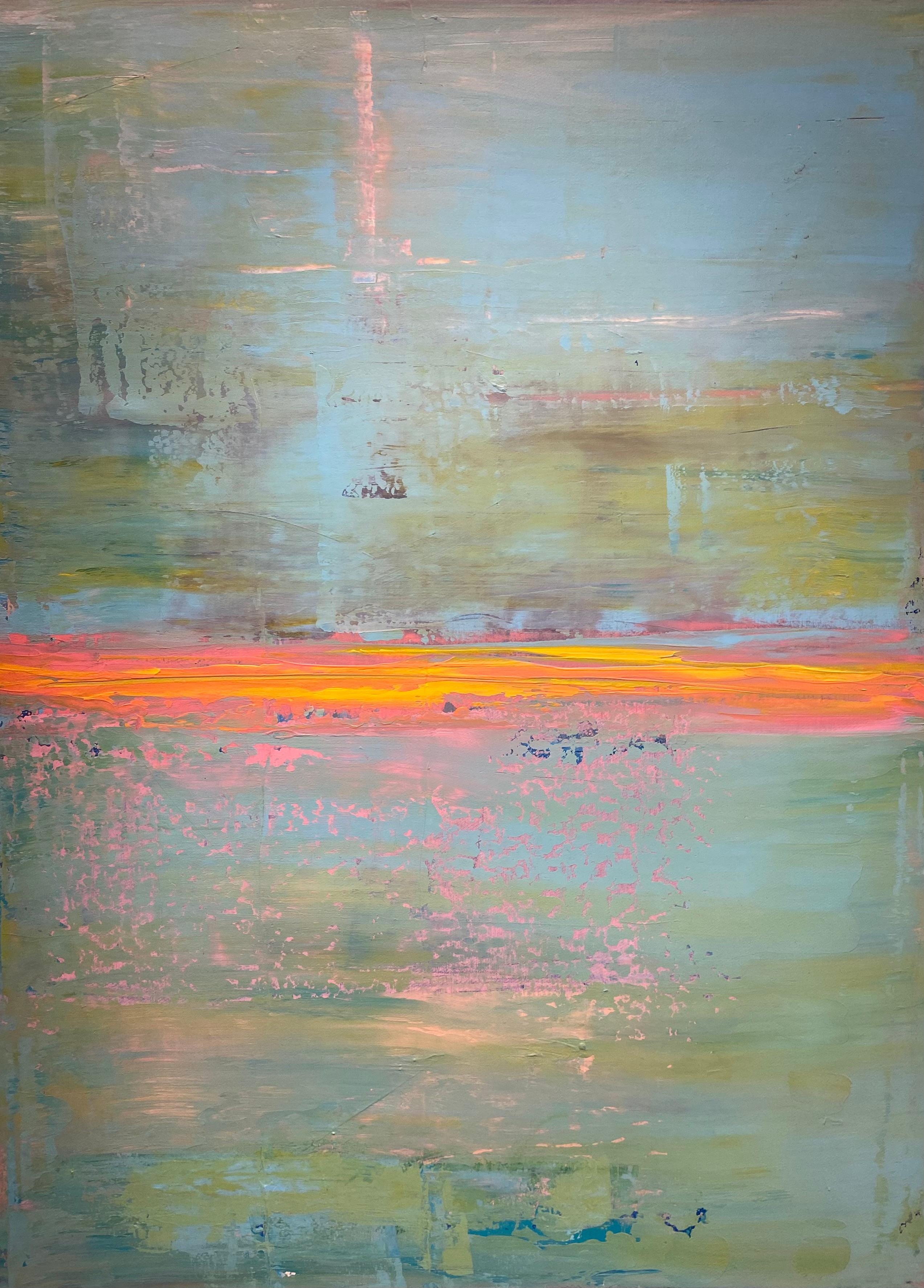 Michael Pröpper Figurative Painting - Dawn Chorus -  contemporary abstract luminescent color arrangement of dawn 