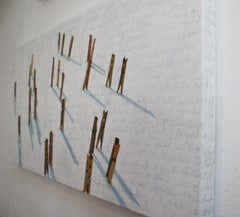 Dolce far niente - contemporary work of walking clothespin with shadow and text