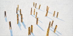 Dolce far niente - contemporary work of walking clothespin with shadow and text 