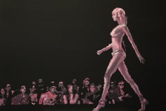 Fast Girl - contemporary art model runway walk figurative oil on canvas painting