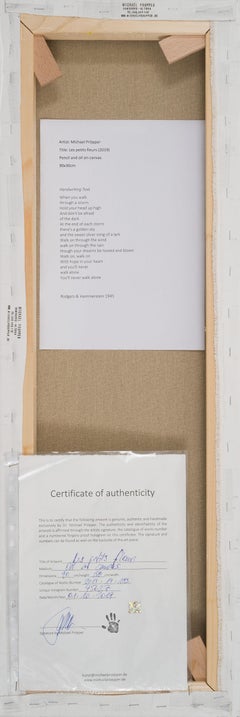 Zeitgenössisches, figuratives Gemälde "Les Petit fleurs" mit Menschen, die mit Blumen spazieren gehen