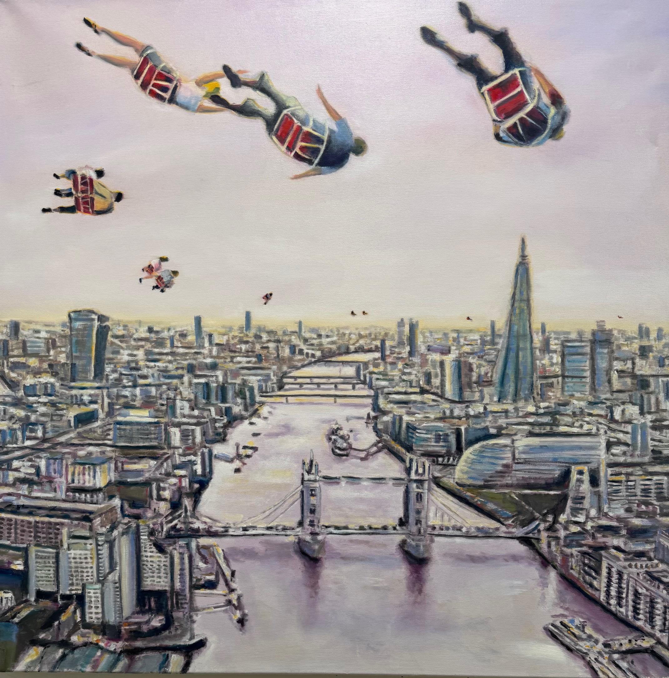 Figurative Painting de Michael Pröpper - London Calling Nr. 1 - arte contemporáneo figurativo paisaje horizonte de Londres