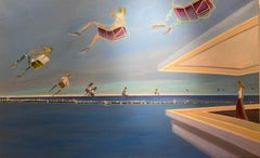 Miami Skies - zeitgenössische figurative Skyline-Landschaftsmalerei
