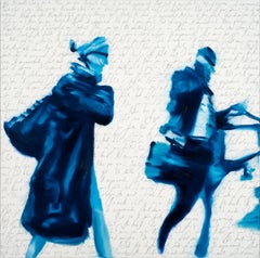 Never Give Up - contemporary, figurative painting of people on the move 