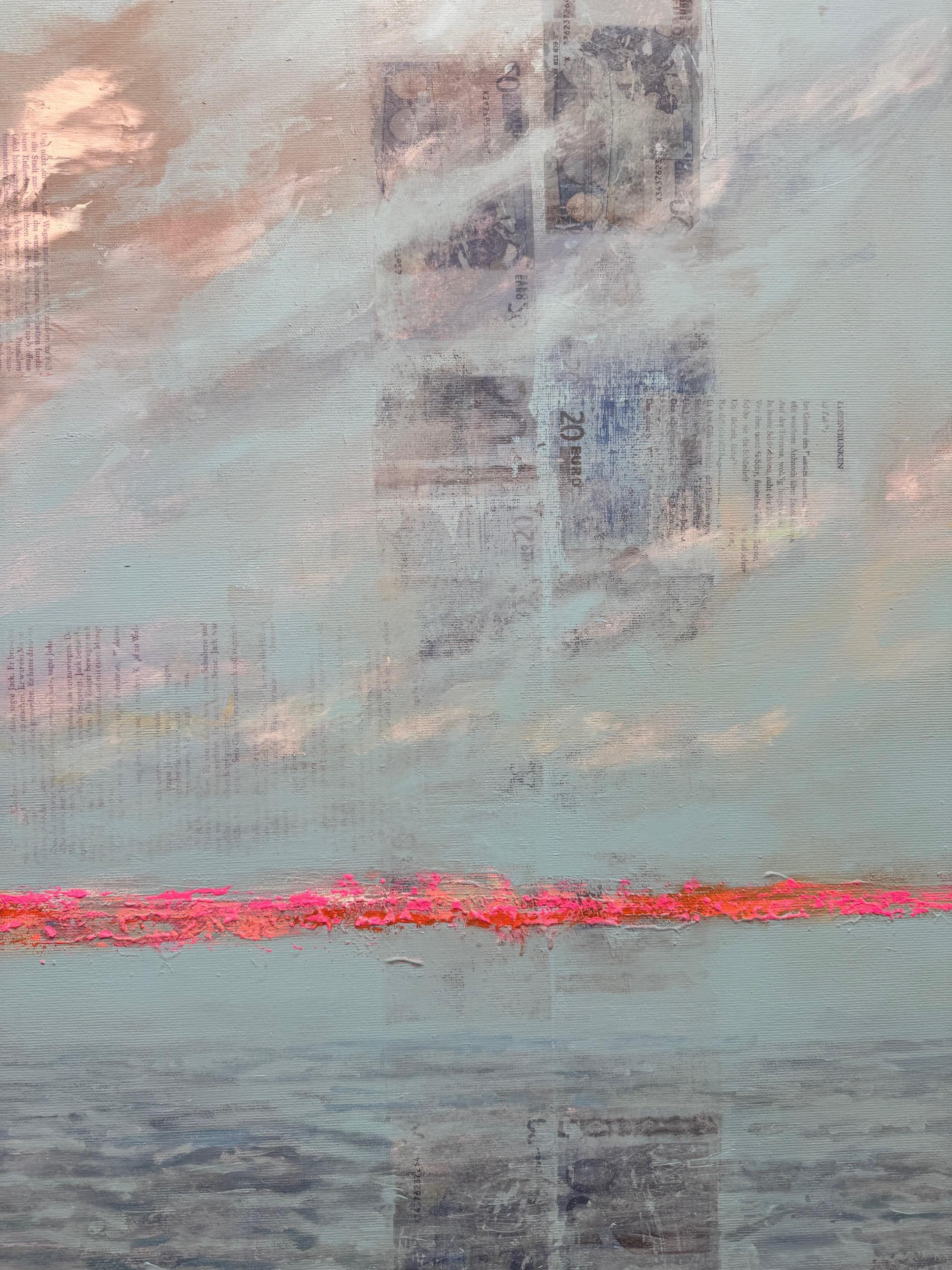 Ocean Piece - onda oceanica d'arte contemporanea con denaro e linea di forza del paesaggio in vendita 3