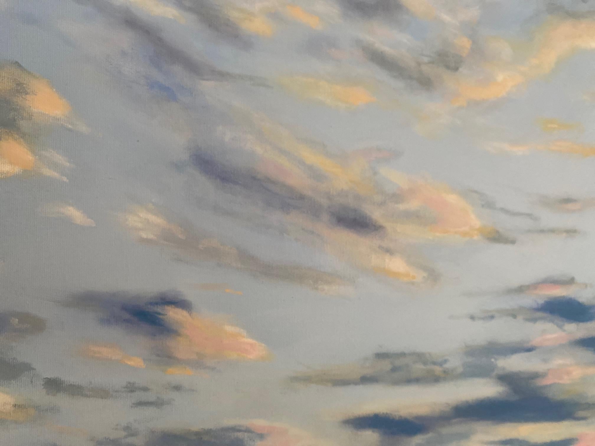 Cielo - dipinto di paesaggio figurativo contemporaneo con cielo luminescente - Painting Contemporaneo di Michael Pröpper