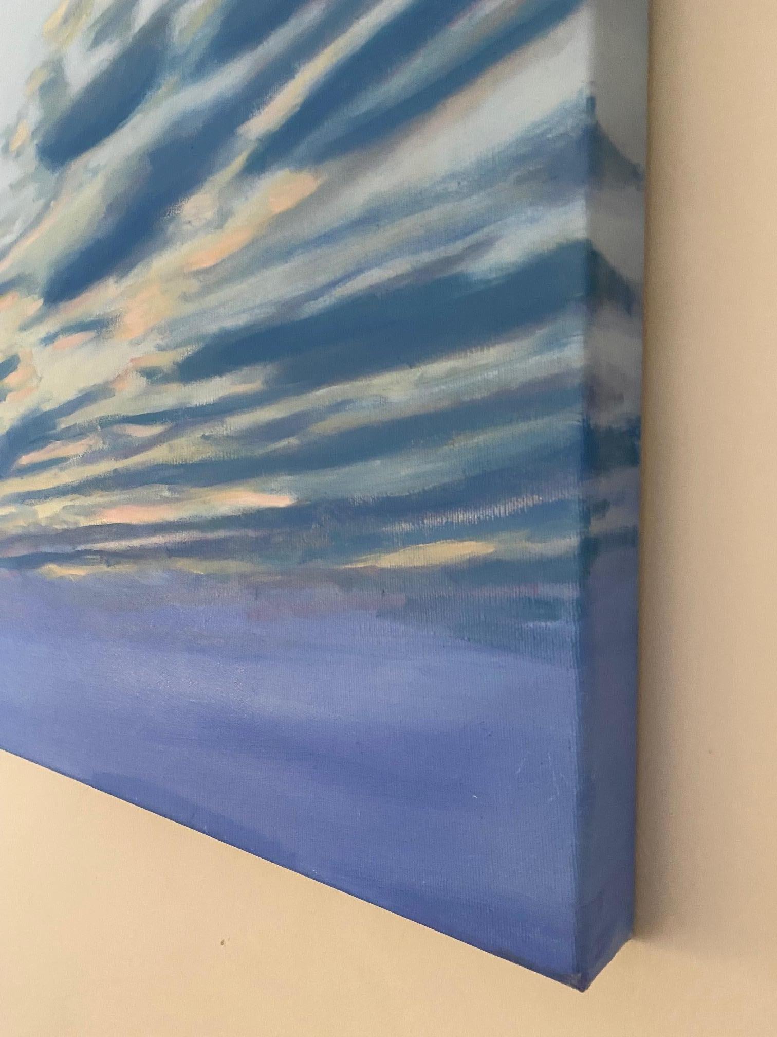 Cielo - dipinto di paesaggio figurativo contemporaneo con cielo luminescente - Figurative Painting Grigio di Michael Pröpper