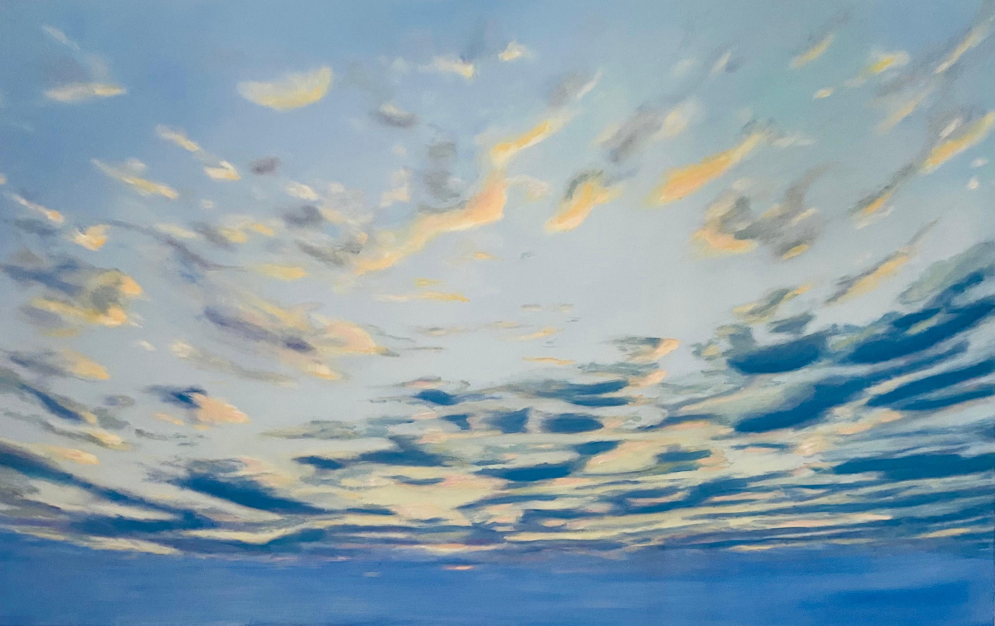 Michael Pröpper Figurative Painting – Sky – zeitgenössisches figuratives Landschaftsgemälde mit leuchtendem Himmel 