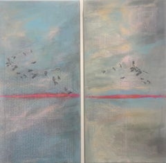 Small Bird Meditation Nr. 1&2 - landscape and abstract dyptichon