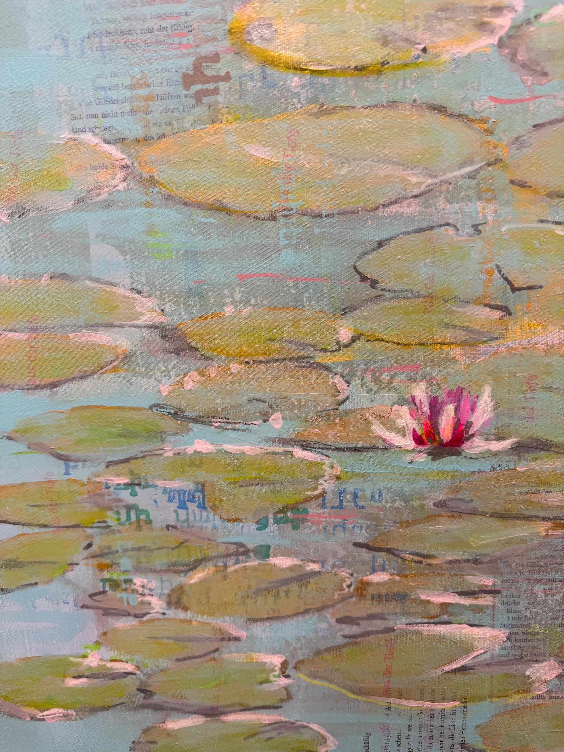 Ninfee Meditazione II - opera contemporanea di ninfee astratte figurative in vendita 1