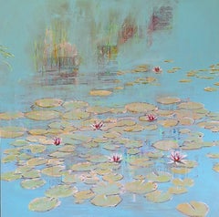 Ninfee Meditazione II - opera contemporanea di ninfee astratte figurative