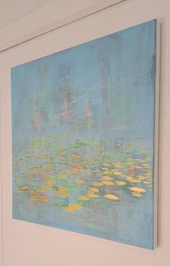 Nenúfares Meditación III -obra contemporánea de nenúfares figuración abstracta