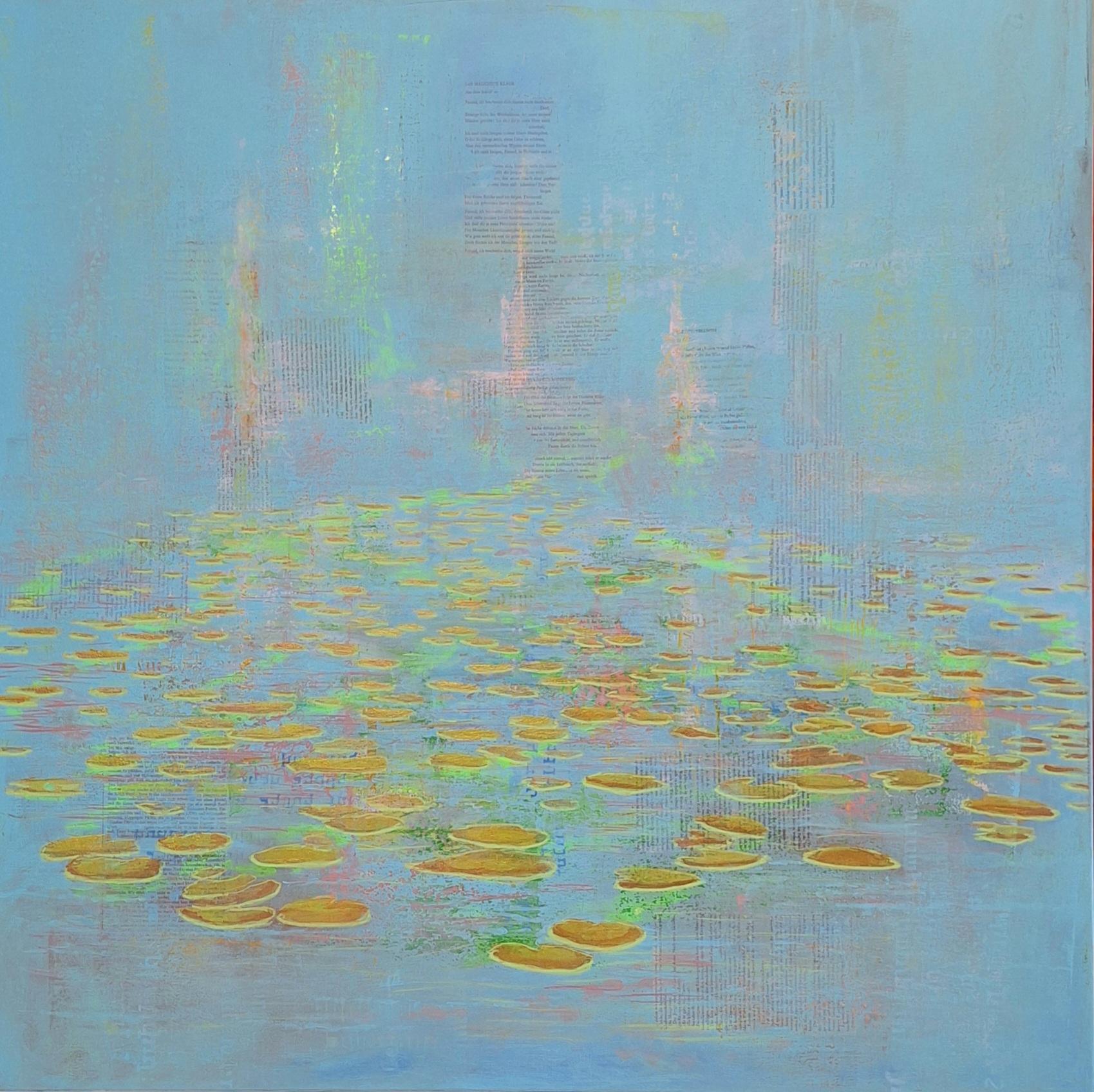 Ninfee Meditazione III - opera contemporanea di ninfee astratte figurative