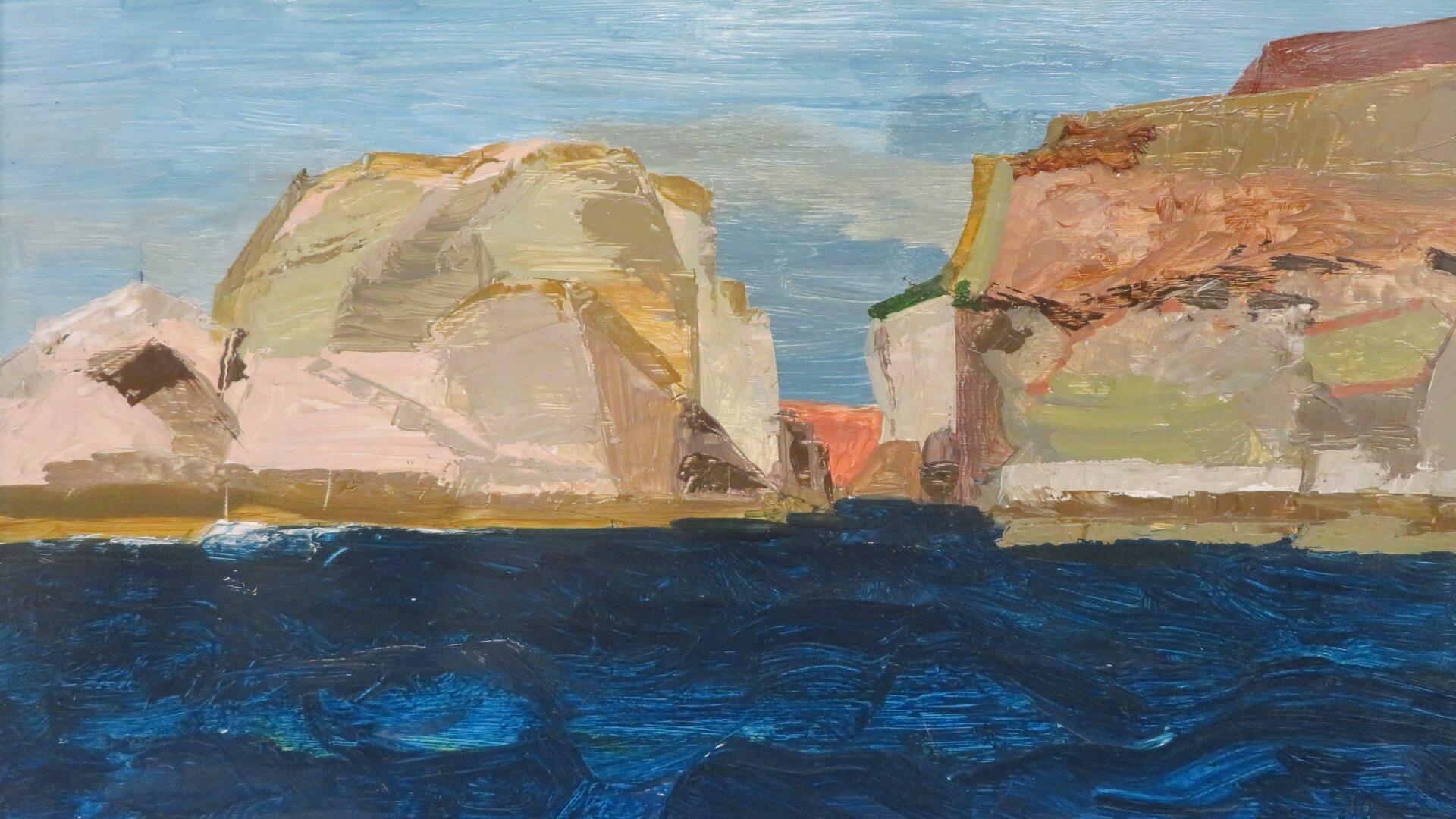 MICHAEL PULLEE NEAC (1936-2021) impressionist oil painting BURGH ISLAND DEVON 3