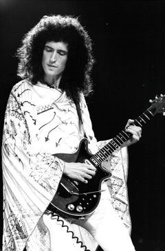 Brian May of Queen Playing Guitar on Stage Retro Original Photograph