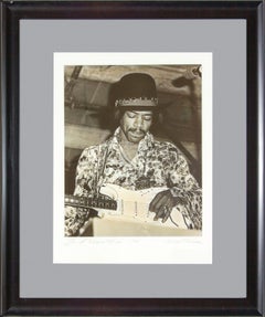 Retro "Jimi at Woburn Festival 1968" framed B&W photograph by Michael Putland 